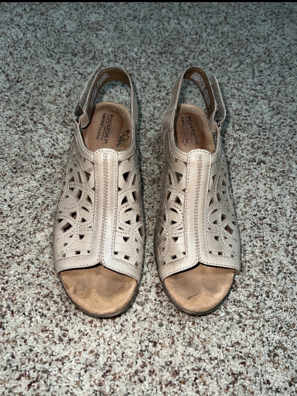Rockport Cobb Hill Women’s Beige Cutout Sandals Size 8.5